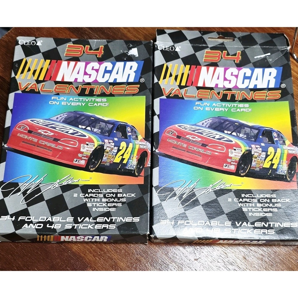 NASCAR Valentine Folded Greeting Cards 34ct w/ Bonus Stickers Vintage 1996